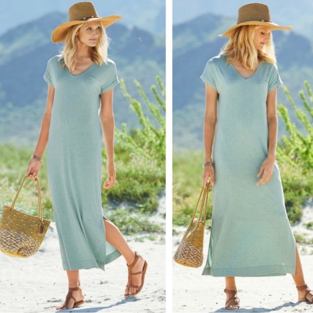 Peruvian Connection Light Blue T-Shirt Maxi Dress. Size Large.